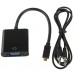 Full HD 1080P Micro HDMI Male to VGA Female Video Adapter Cable with Audio Cable  Length  22cm   Black