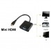 Full HD 1080P Mini HDMI Male to VGA Female Video Adapter Cable with Audio Cable  Length  22cm   Black