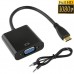 Full HD 1080P Mini HDMI Male to VGA Female Video Adapter Cable with Audio Cable  Length  22cm   Black