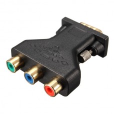 3 RCA RGB Video Female To HD15  Pin VGA Component Video Jack Adapter